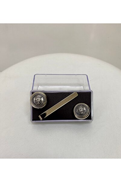 BG TASARIM Kişiye Özel İsim Yazılabilir Kravat İğnesi ve Kol Düğmesi Seti