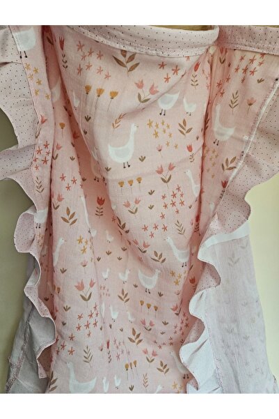 Leylace وسادة رضاعة للأطفال بطبقة مزدوجة من الموسلين الوردي بنمط الإوزة - سلك...