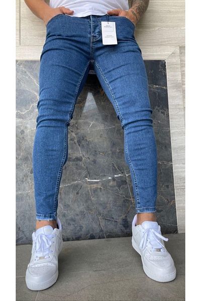 wamoss Ανδρικό Slim Fit Blue Lycra Jeans Παντελόνι - Mk1