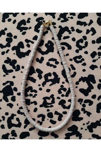 Stoneday White Color Gold Detailed Design Fimo Bead Necklace