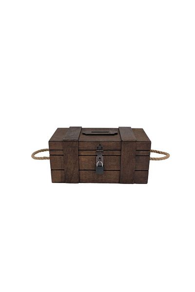 t tun's woods Wooden Tipbox Walnut Color Padlock Gift 27X14X12 cm Stake and Storage Box
