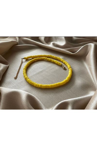 Stoneday Gold Detailed Design Yellow Fimo Necklace