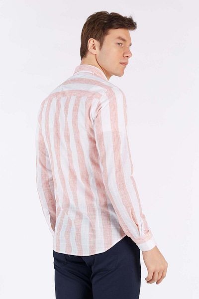 Galvanni Men's Red Shirt - Utah Hot Coral Striped