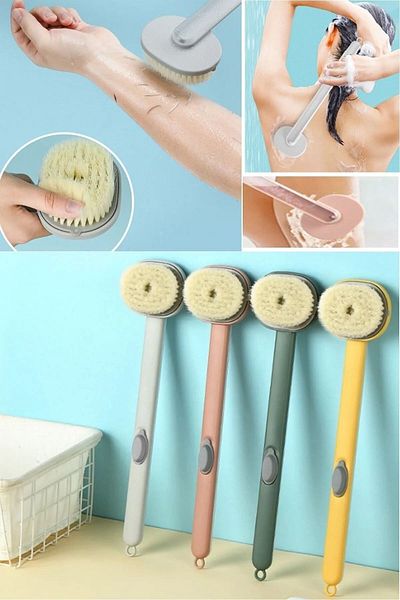 Elite Avm Shampoo Refillable Shower Brush with Soap Tank Body Shower Back Scrub Extra Soft Dead Skin Shooter