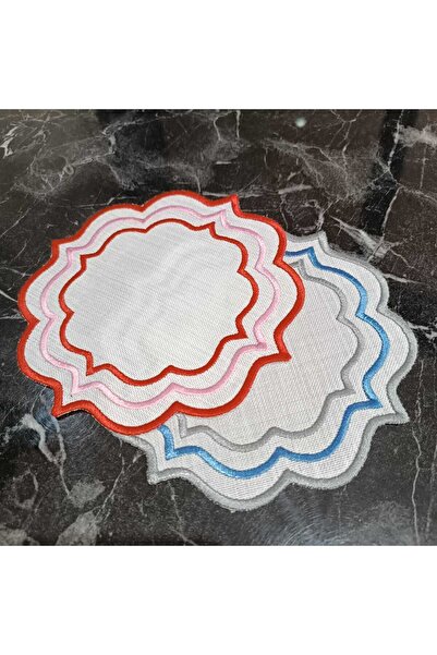 LASETU منديل كوكتيل مفصل باللونين الأحمر والرمادي و منديل تقديم القهوة 2 قطعة