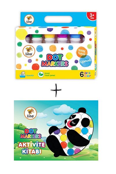 Lino Dot Markers Felt Tip Pen Set of 6 Super Washable Activity Book Set Gift