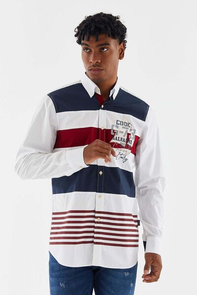 Galvanni Erkek Beyaz Gömlek - Vırevı White Multi