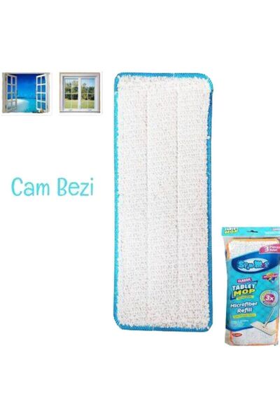 Spin Mop Orjinal Tablet Mop Yedek Bezi- 3 Farklı Kullanım Alanı -3 Adet Yedek Bez-microfiber Refill