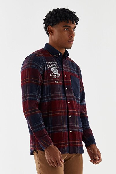 Galvanni Erkek Koyu Kırmızı Gömlek - Sıhıruk Dark Red/multı Checked