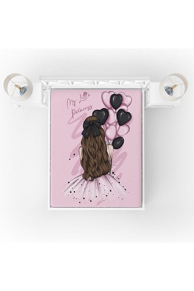 yok yok evim eve dair her şey Pink Single Sheet with Balloons - Girl