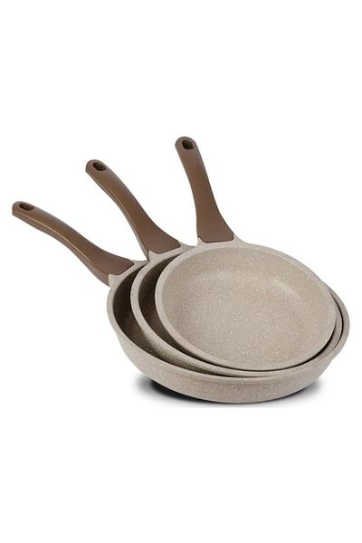 ThermoAD Cast Aluminum Granite 3-Piece Pan Set 20-24-28 cm Mink