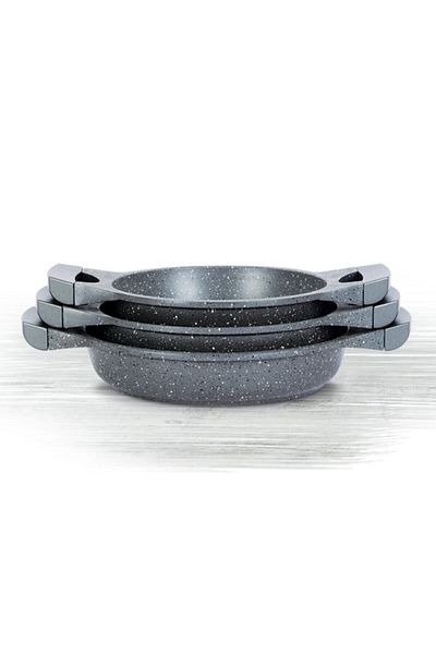 ThermoAD 3 Piece Granite Cast Iron Pan Set Without Lid