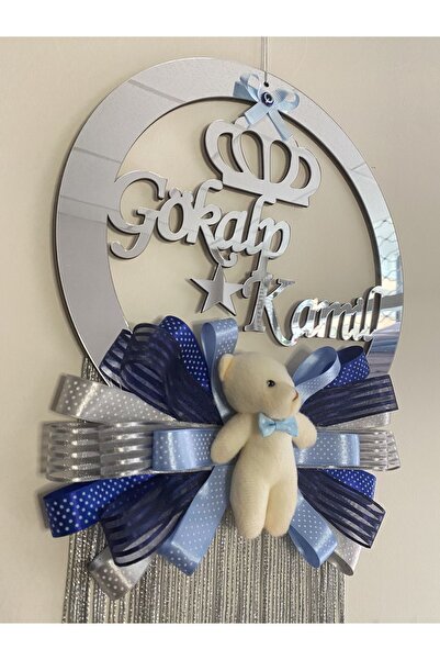 SefDen Lazer Kesim Atölyesi Gümüş pleksi isimli erkek bebek çocuk odası kapı süsü