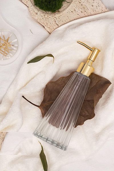 EA HOME Elana Vintage - Διανομέας υγρού σαπουνιού γυαλιού 500 ml, χρυσό κεφάλι