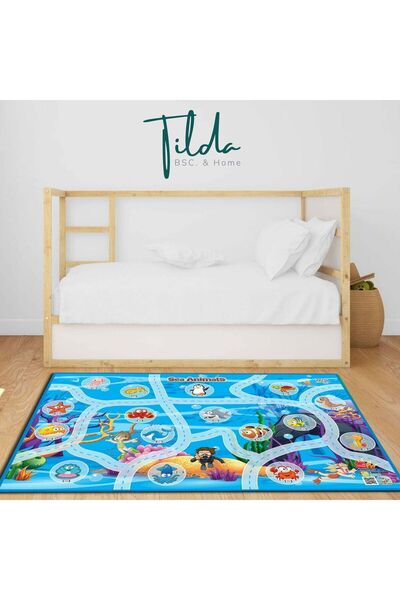 Tilda BSC. & Home Oyun Halısı Deniz Canlıları 150×100 cm Büyük Boy - Mobil Uygulamayla Konuşabilen Oyun Matı - Eğitici