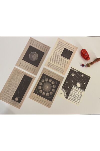 SF SCRAPBOOK KIRTASİYE Vintage, Uzay, Gezegen Kağıt Temalı Journal Set, Scrap...