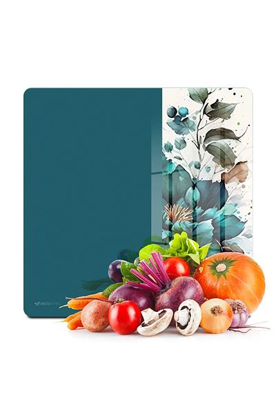 Decovetro لوح تقطيع زجاجي عتيق مقاس 30 × 30 سم - حامل عرض زهور خضراء