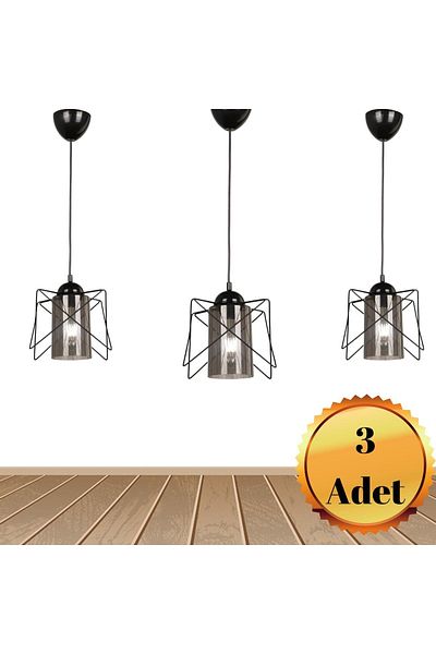 MHK Collection 3 Pieces Luxury Black Metal Smoked Mica Glass Living Room Kitchen Bathroom Bedroom Children's Room Entrance Chandelier