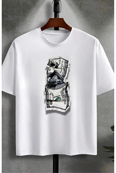 Massgai 100 Dollar Printed Unisex Oversize βαμβακερό μπλουζάκι - κοντομάνικο