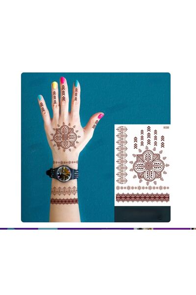 HelloBeautiful Tatto Su Geçirmez Geçici Dövme El Vücut Mandala Model1 Ürün Bo...