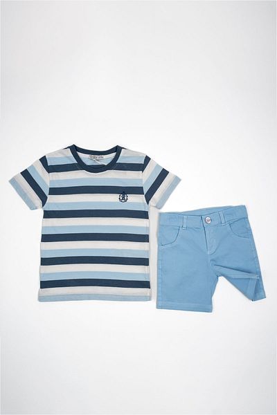 AdisiaGiyim Set de tricou cu pantaloni scurți albastru pentru băiat