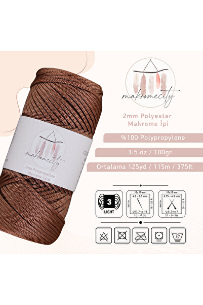 Makromecity Premium 100 Gr Polyester Makrome Ipi Bakır 2mm - 120 M Supla Ip Ve Çanta Ipliği