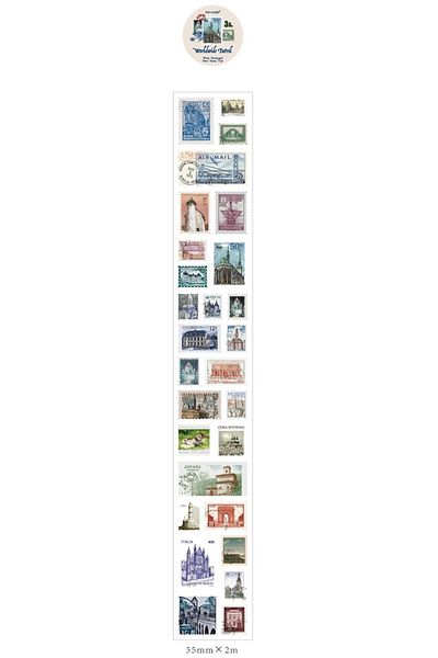 SF SCRAPBOOK KIRTASİYE 2 Meters Scrapbook Washi Journal Stamp Sticker - Travel Roll Pet Sticker Tape