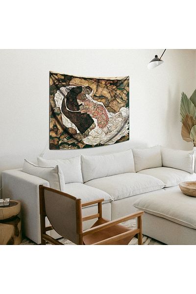 WALLHANG الموت والفتاة، إيجون شيلي 1915 - غطاء حائط الموت والفتاة، سجادة حائط - 150x120 سم
