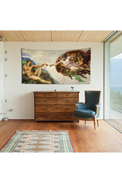 WALLHANG Adem'in Yaratılışı, Michelangelo Duvar Örtüsü, Duvar Halısı 150x75 Cm