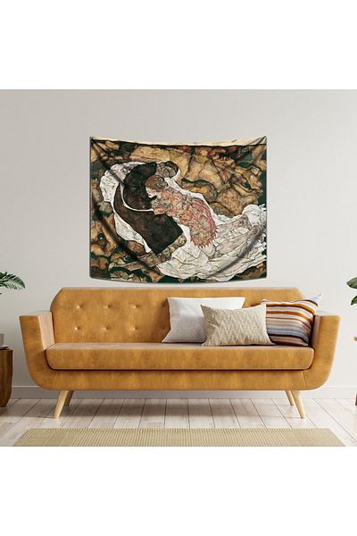 WALLHANG الموت والفتاة، إيجون شيلي 1915 - غطاء حائط الموت والفتاة، سجادة حائط - 150x120 سم