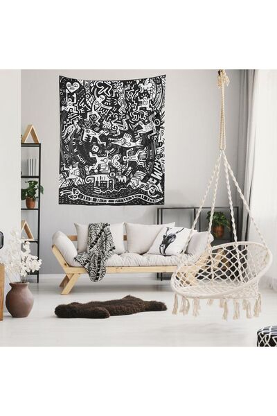 WALLHANG Crazy People City - Çılgın Insan Şehri- Duvar Örtüsü, Duvar Halısı - 130x150 Cm