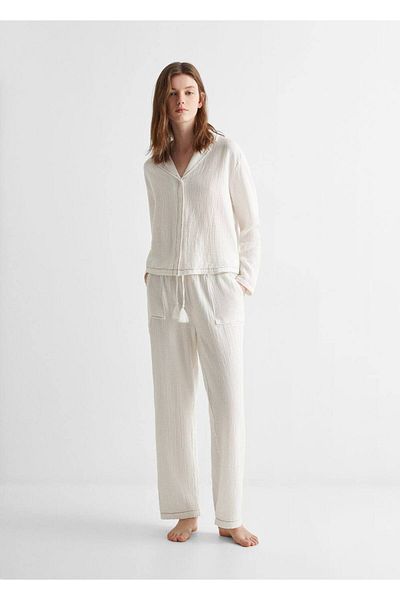 Mango Teen Set de pijamale bej pentru ea