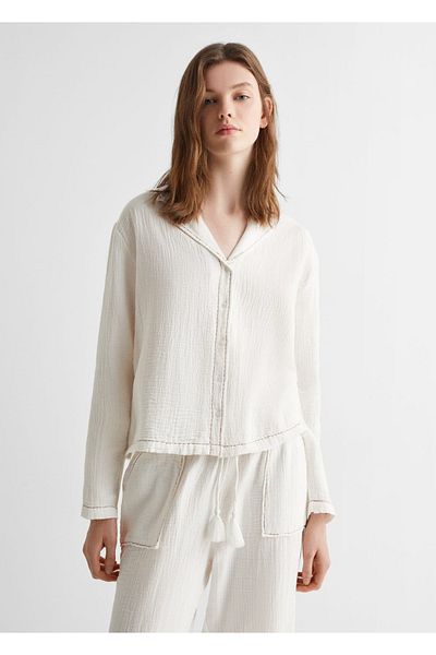Mango Teen Set de pijamale bej pentru ea