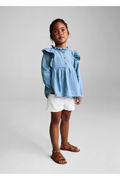 MANGO Baby Fırfırlı kot gömlek