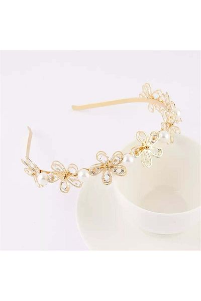 So Much Accesories Elegant Gold Crown Headband - Women's, Pearl Detailed, So-much 2