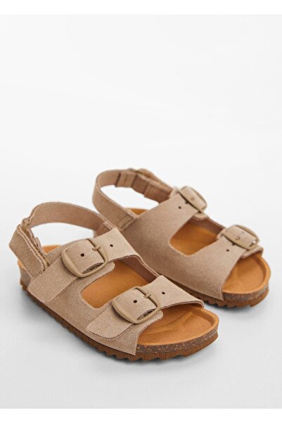 MANGO Baby Δερμάτινα σανδάλια με αγκράφα