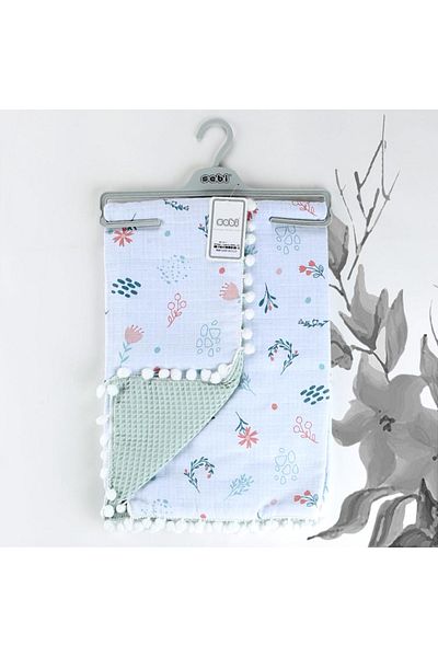 Sebi Bebe Double Layer Muslin Baby Blanket with Pompom 9212