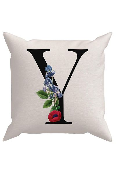 Evdek Husă de pernă cu literă florală (Y).