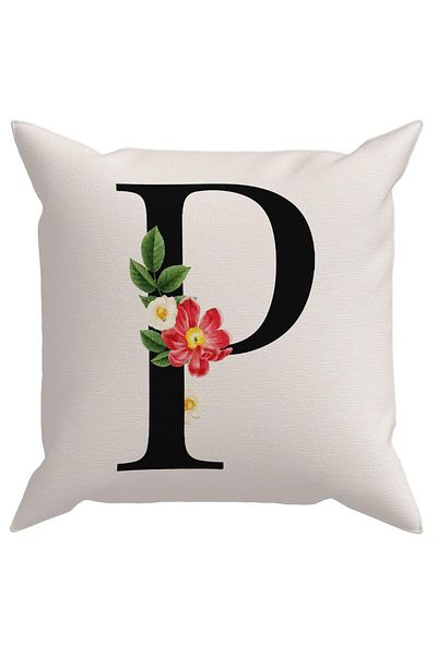 Evdek Husă de pernă cu literă florală (P).