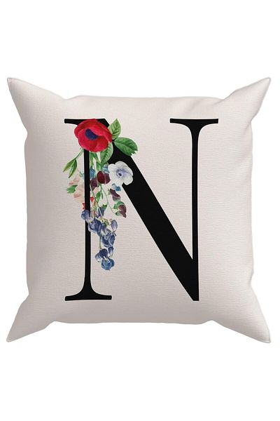 Evdek Husă de pernă cu literă florală (N).