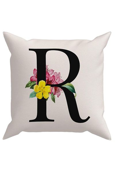 Evdek Husă de pernă cu literă florală (R).