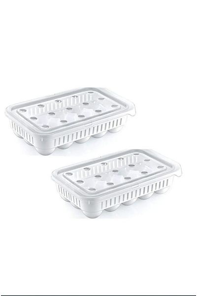 Ecolux Egg Storage Container 15 Pieces 2 Pieces, Sterile Egg Holder, Egg Organizer with Lid Bpa Free