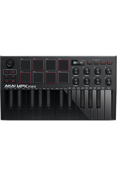 AKAI Profesyonel Mpk Mini Mk3, 8 Arkadan Aydınlatmalı Davul Pedli 25 Tuşlu Usb Mıdı Klavye Denetleyi