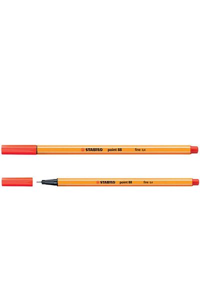 Stabilo 0.4 Mm Red Felt Tip 88 Point Pen - Pack of 10