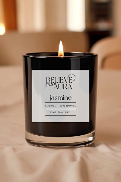 Believe Your Aura Yasemin Kokulu Mum - %100 Doğal Soya Aromaterapi ve Dekorat...