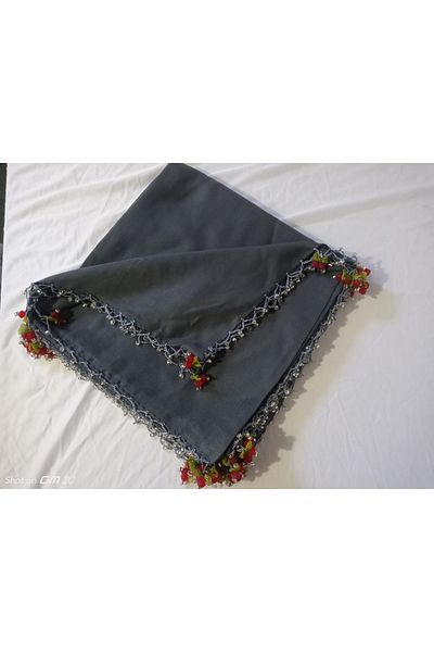 hoaryage Pătură Yemeni Mevlüt cu 4 margini brodate - Eșarfă din pânză de brânză de scris cu broderie și margele lucrate manual