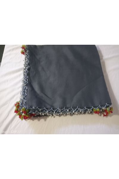 hoaryage Pătură Yemeni Mevlüt cu 4 margini brodate - Eșarfă din pânză de brânză de scris cu broderie și margele lucrate manual