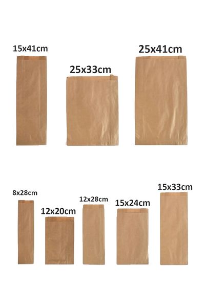 OLİ Art 15x33cm Kraft Closed Paper Bag - 10 Side Gusseted Packaging Gift Package