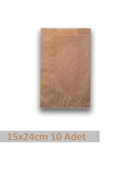 OLİ Art 15x24cm Kraft Closed Paper Bag - 10 Side Gusseted Packaging Gift Package