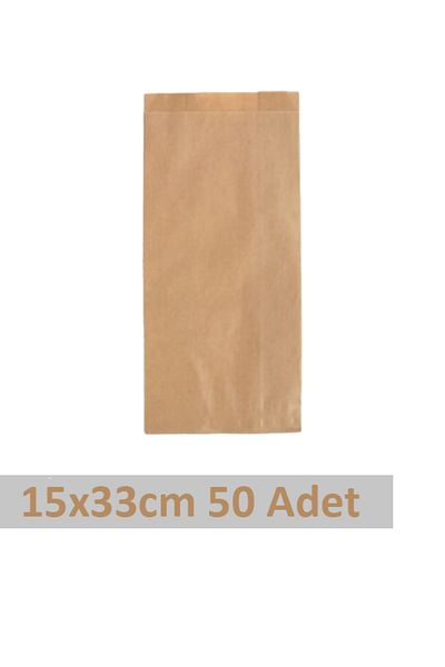 OLİ Art 15x33cm Kraft Closed Paper Bag - 50 Pieces Side Gusset Packaging Gift Package